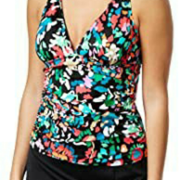 Color Solutions Shirred Tankini Swim Top - Picture 2 of 9